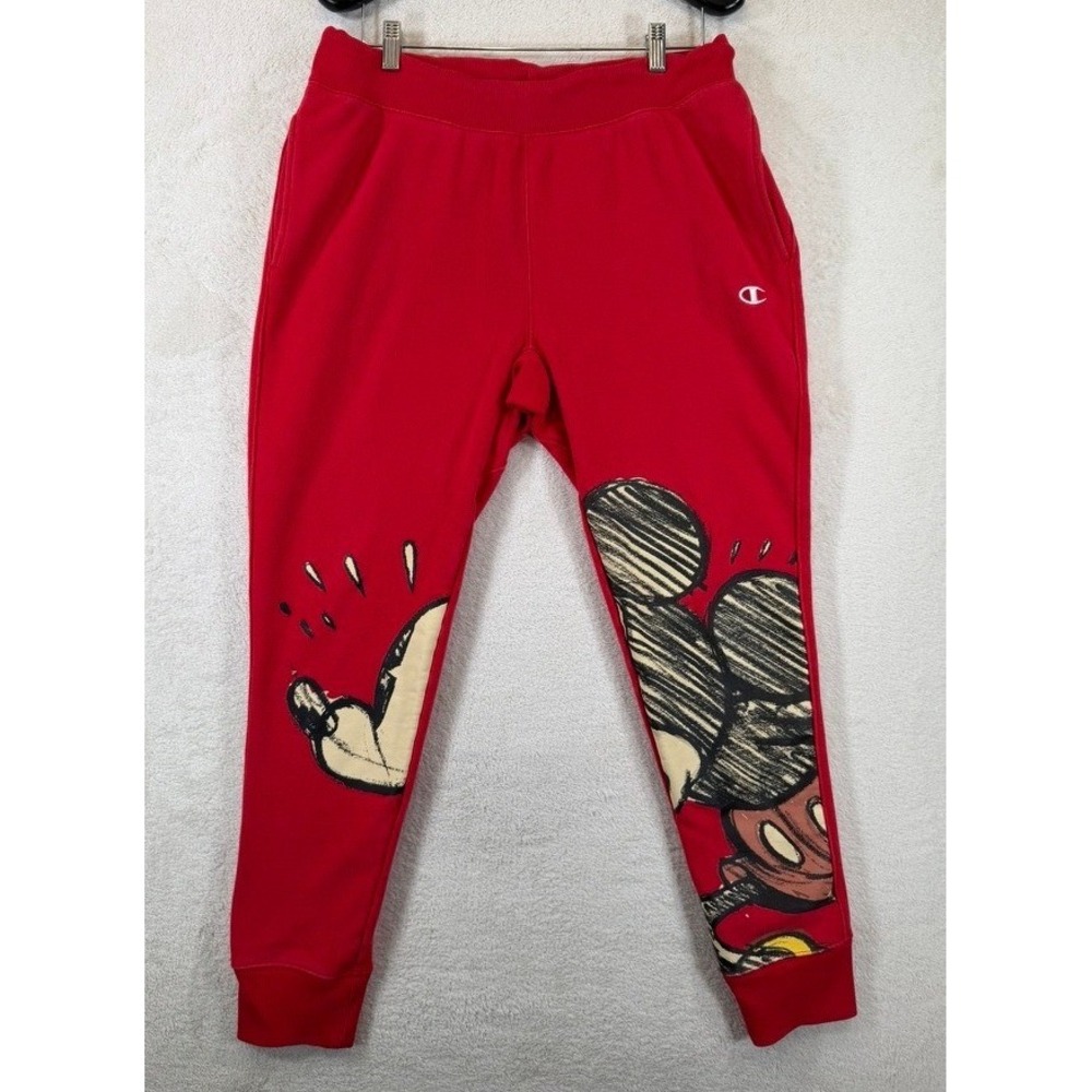 Champion Reverse Weave Disney Mickey Mouse Joggers Red‎ Mens Large Sweatpants